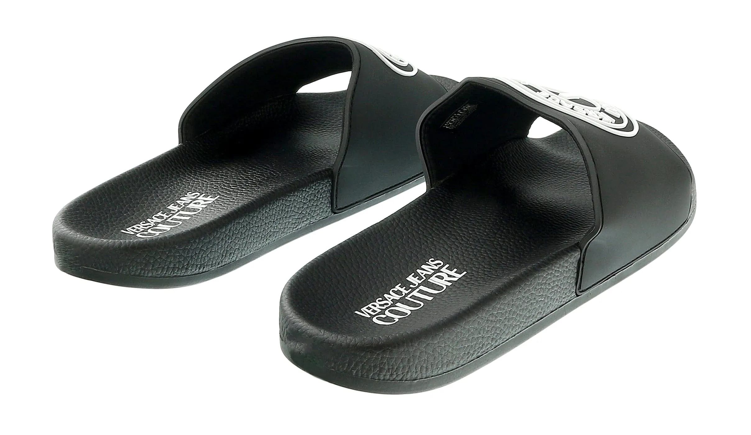 Versace Jeans Couture Black V Medallion Logo Pool Slide-