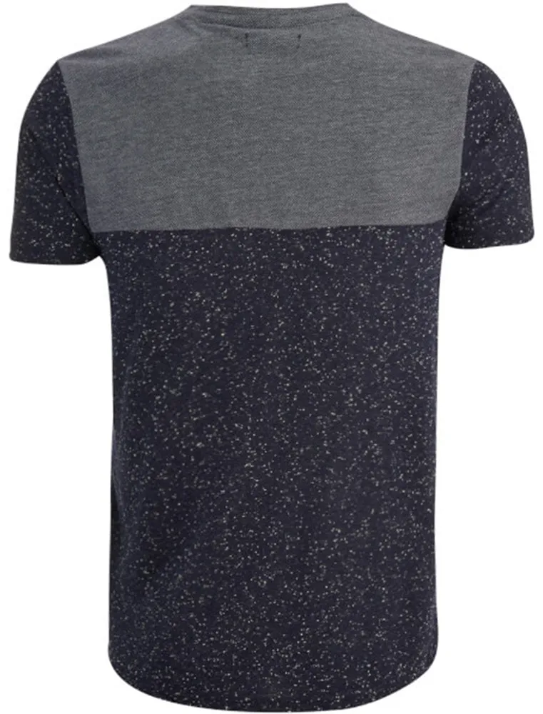 Winfrey Panelled Crew Neck Neppy T-Shirt in Navy