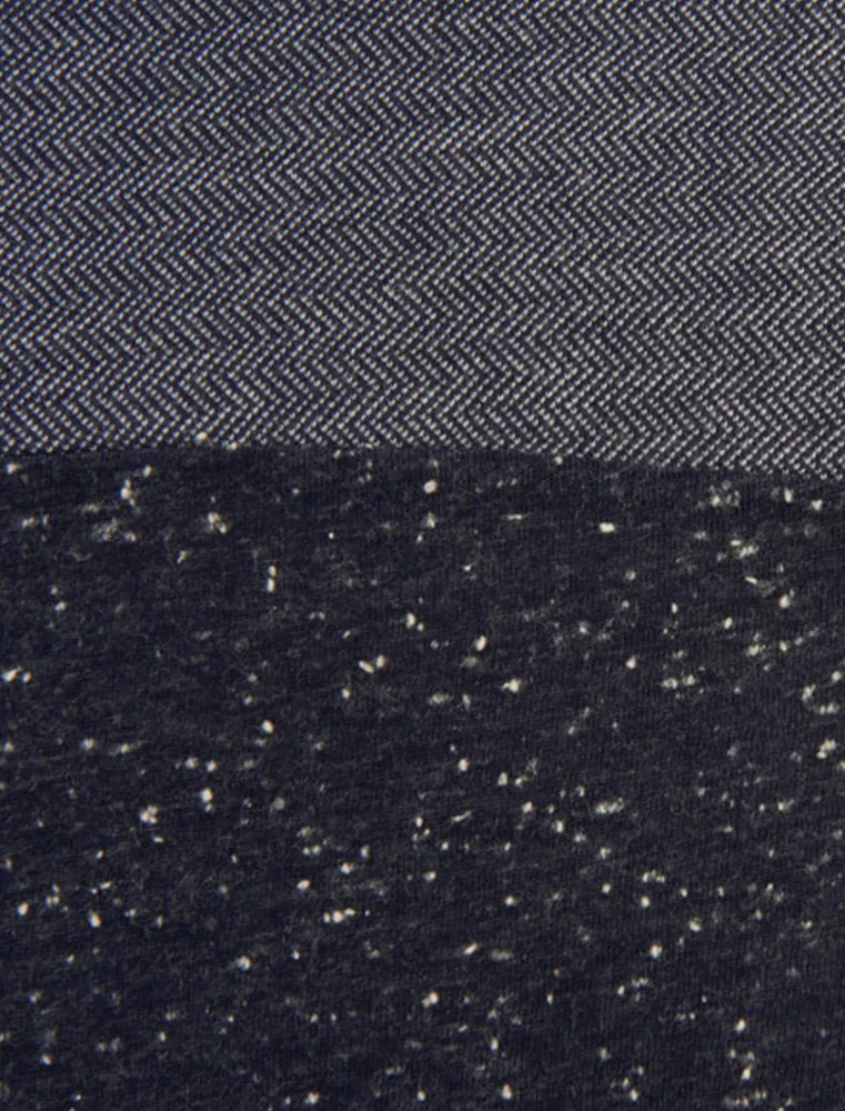 Winfrey Panelled Crew Neck Neppy T-Shirt in Navy